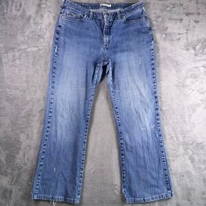 Lee Bootcut Jeans Women's 16 Medium Blue High Rise Distressed Retro Western Fade